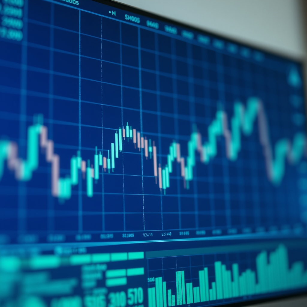 Financiële grafiek met stijgende en dalende koersen