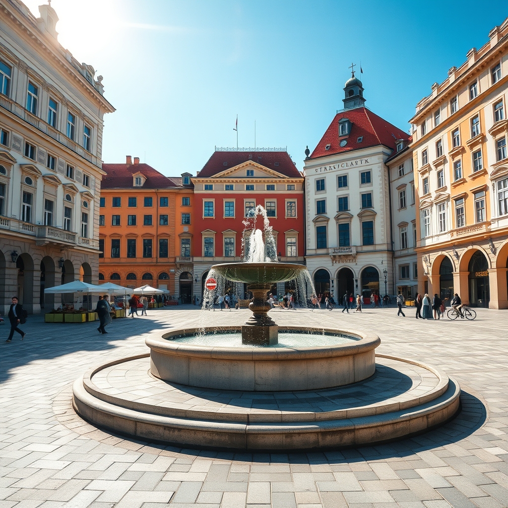 Glavni zagrebački trg s povijesnim pročeljima.